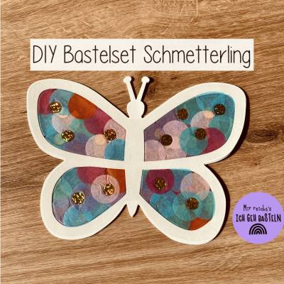 Bastelset Fensterbild Schmetterling Weiß DIY für Kinder Bastelbeschäftigung Bastelkit Seidenpapier Folie