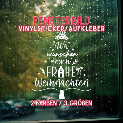 Fensterdeko Weihnachtswünsche Tannenbaum Schriftzug Fensterbild Weihnachtsdekoration 2 Farben 3 Grö&sz