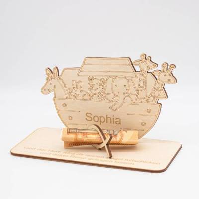 Geldgeschenk zur Taufe - Arche - aus Holz personalisiert