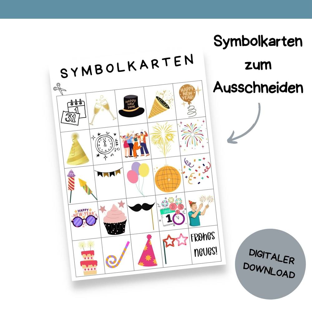 Bingo für Silvester Druckvorlage - Silvesterbingo zum Selberdrucken - Bingo für Silvesterfeier - Digitaler Download Bild 5