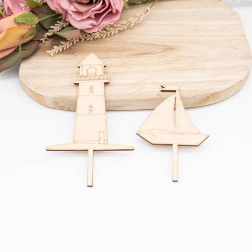 Caketopper Leuchtturm und Boot –  Kuchenaufsatz für Geburtstage & Partys