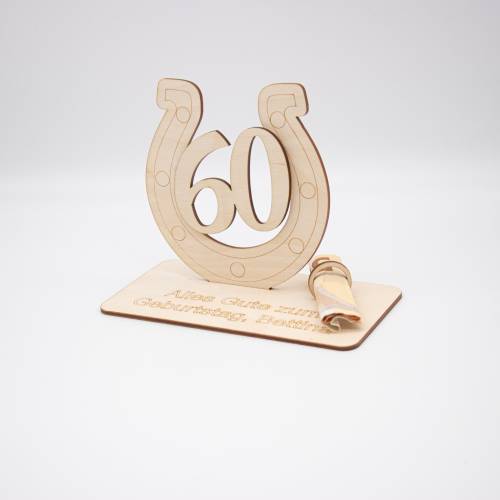 Geldgeschenk 60.Geburtstag - aus Holz personalisiert