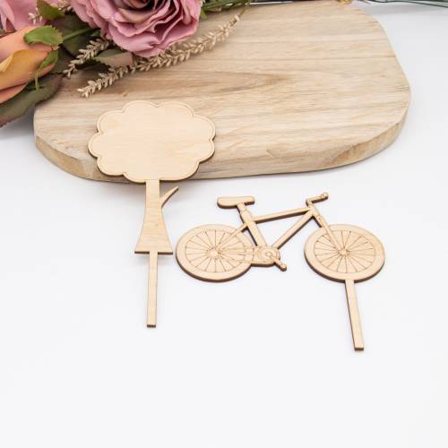 Caketopper Fahrrad mit Baum –  Kuchenaufsatz für Geburtstage & Partys