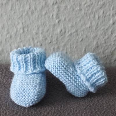 1 Paar gestrickte Schuhe, Puppenschuhe, Puppenschühchen, Boots, Stiefel (6-7cm Sohle)