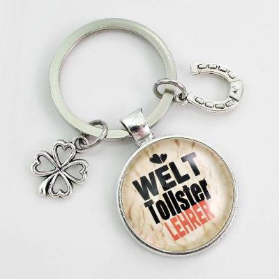 Schlüsselanhänger Welt Tollster Lehrer Personalisierbar Glücksbringer Geschenk Geschenkidee Lehrkraft