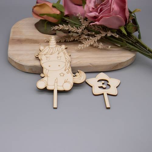 Einhorn Caketopper -  Kuchenschmuck für Kindergeburtstag