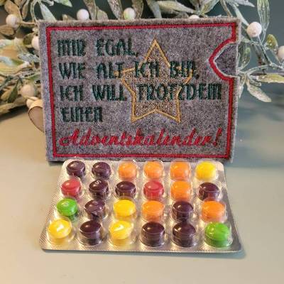 Adventkalender to Go, Geschenk bestickt, mit einem Blister, Mini- Adventskalender, Weihnachten ,Mitbringsel, Sofortkauf