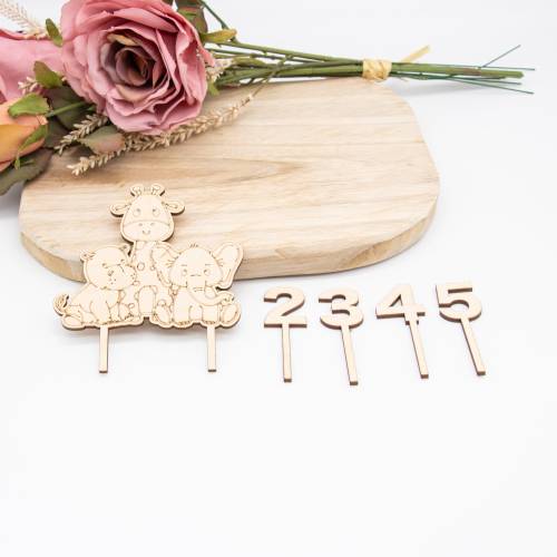 Caketopper Dschungeltiere –  Kuchenaufsatz für Geburtstage & Babypartys