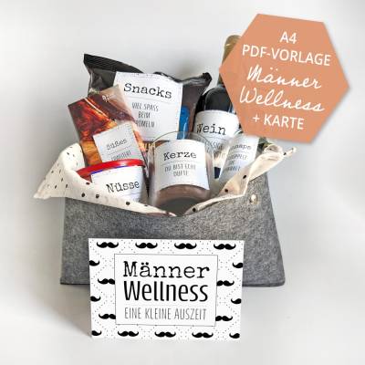 Männergeschenk | Männer Wellness | Geschenk für einen Mann | Karte | 7 Etiketten | PDF Vorlage