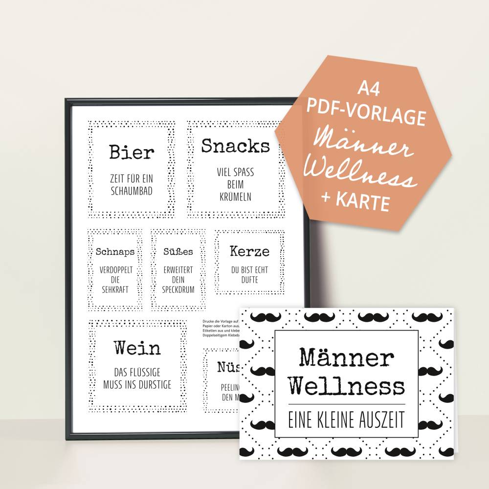Männer Wellnessgeschenk | Geschenkkorb | Geschenk für einen Mann | Karte | 7 Etiketten | Download | Geschenk Bild 3