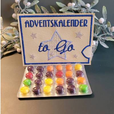 Adventkalender to Go bestickt, mit Blister, Mini-Adventskalender, Geschenk ,Mitbringsel, Sofortkauf