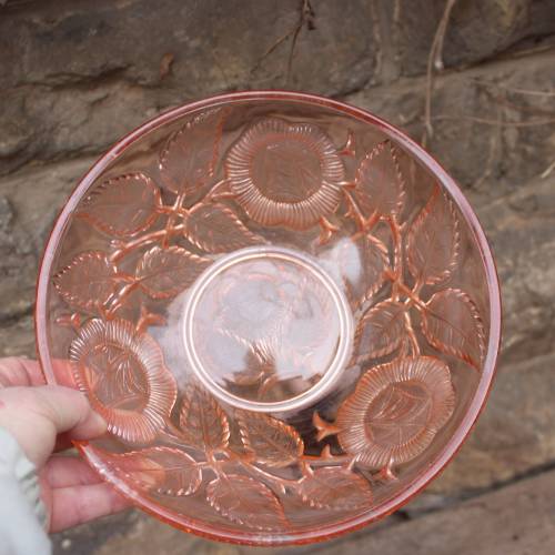 Schüssel Schale Rosalinglas Rose Ankerglas Bernsdorf  50er Jahre DDR