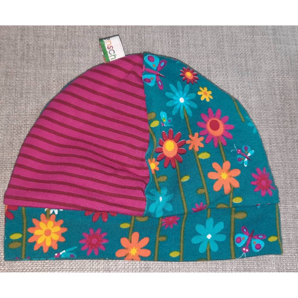 Wende-Beanie Gr. 39-42cm, Wendemütze, 2-in-1 Mütze mit Bündchen, doppellagige Mütze Bild 5