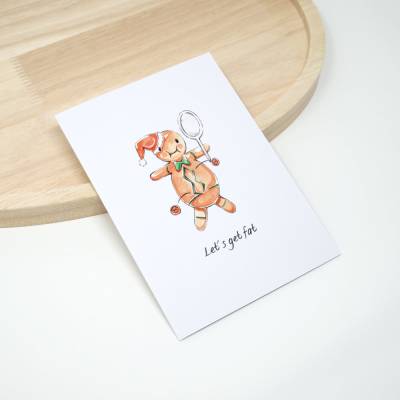 Lustige Weihnachtskarte Lebkuchen Zeichnung | A6 Klappkarte mit Umschlag | Aquarell