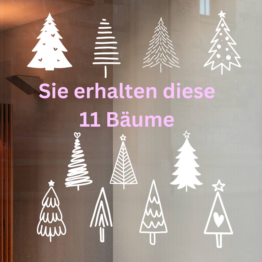 Bäume Weihnachten Fensteraufkleber 11 x Weihnachtsbäume Weihnachtsdeko Fensterbild Aufkleber 3 Größen 2 Farben