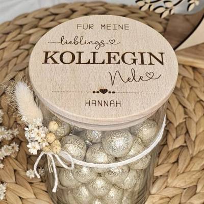 Geschenk Kollegin personalisiert, Nervennahrung Süßigkeiten Vorratsglas, Geschenk Arbeitskollegin Geburtstag