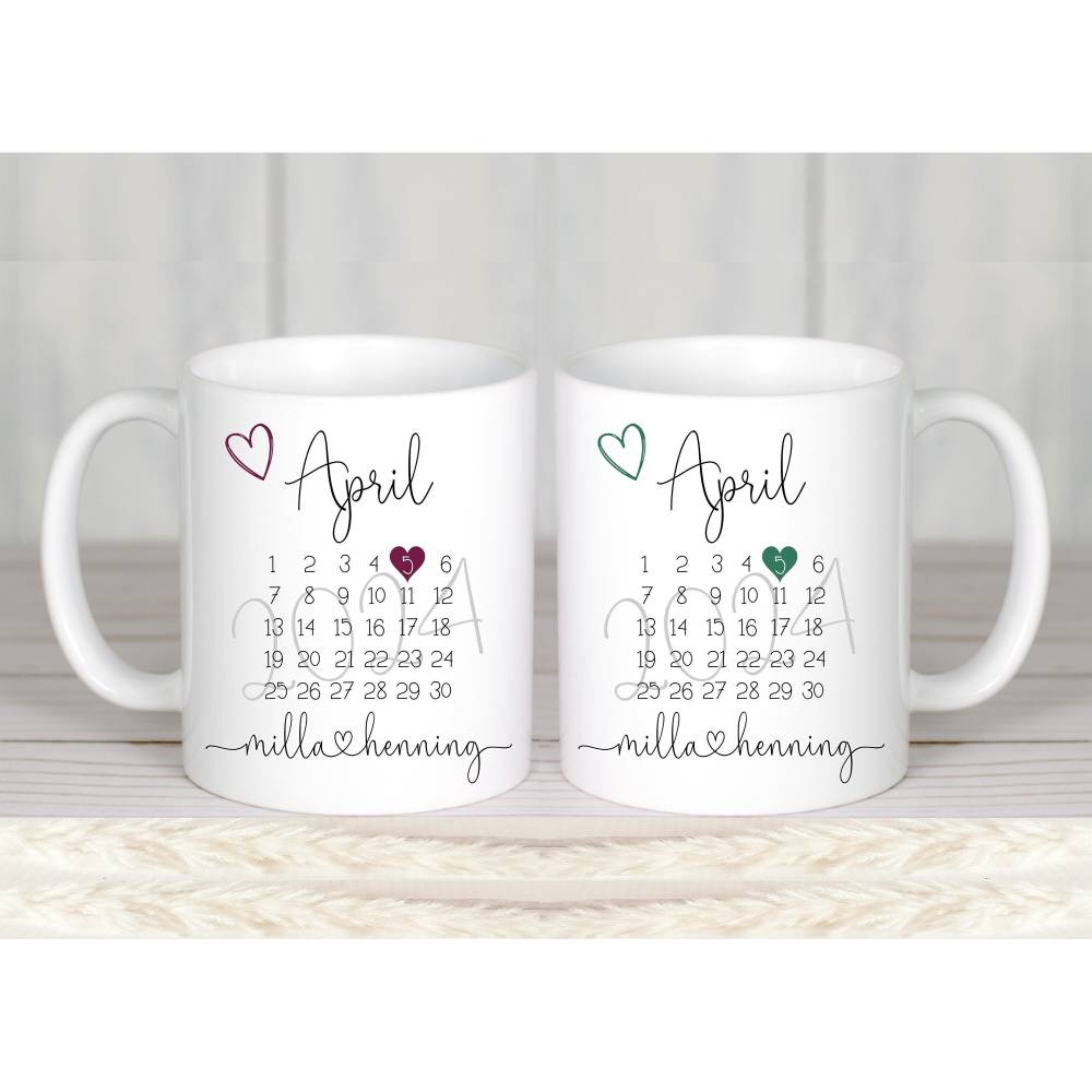Personalisiertes Geschenk zur Hochzeit Tassen Set Brautpaar