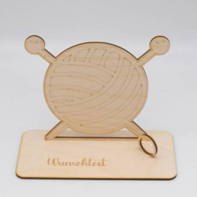 Geldgeschenk Stricken - aus Holz personalisiert