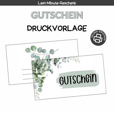 Gutschein Vorlage Druckvorlage - Geschenkgutschein PDF als Last Minute Geschenk - Digitaler Download