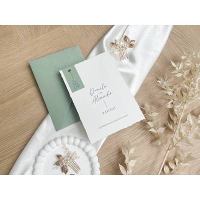 Save the Date Karte - „Modern Greenery“ - Modernes & detailreiches Design - verschiedene Farben - Hochzeitseinladung