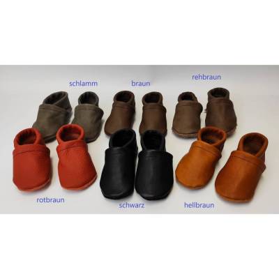 Lederpuschen, Krabbelschuhe, Hausschuhe mit Ledersohle, Kitaschuhe Größe 20/21