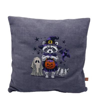 Halloween Waschbär Geist Raccoon süßes saures Kissenhülle 40x40 cm Handmade