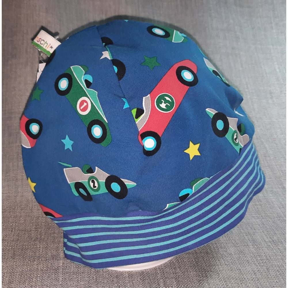 Wende-Beanie KU 51-54cm, Wendemütze, 2-in-1 Mütze mit Bündchen, doppellagige Mütze, Bild 2