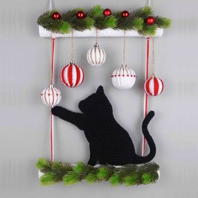 Häkelanleitung Weihnachten Katze Türdeko statt Türkranz