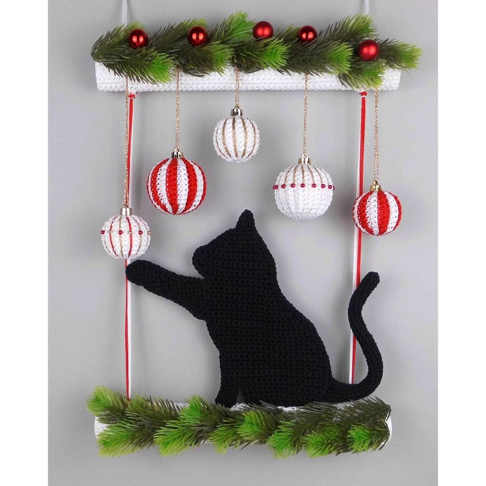Häkelanleitung Weihnachten Katze Türdeko statt Türkranz