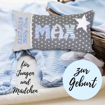 Personalisiertes Geburtskissen mit Namen & Geburtsdaten – Geschenk zur Geburt & Taufe