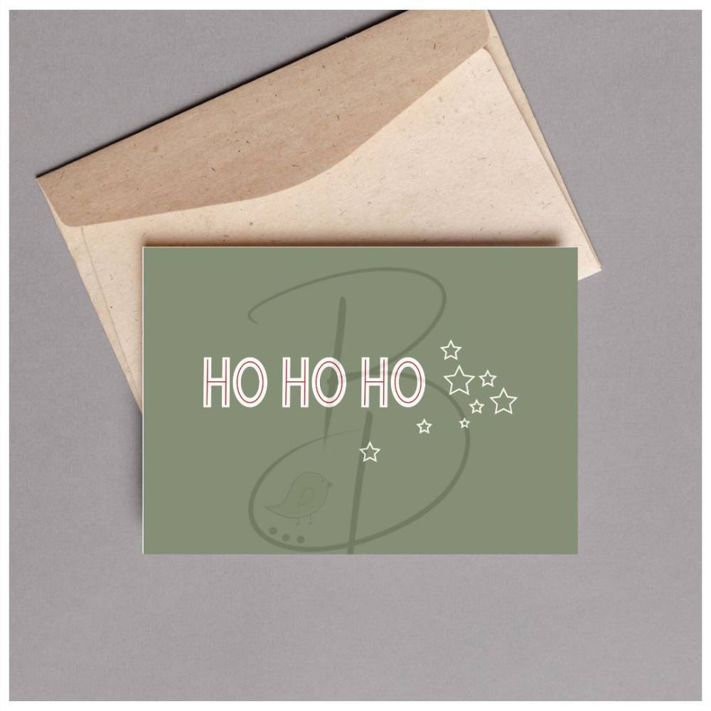 Weihnachtskarte zum Ausdrucken, Karte Ho Ho Ho als Download als druckbare Karte Bild 2