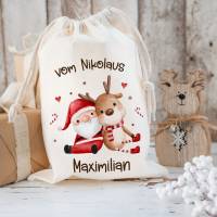 Nikolausbeutel, Weihnachtssäckchen personalisiert mit Name, Nikolausgeschenk, Jutebeutel, Nikolaussack mit Name