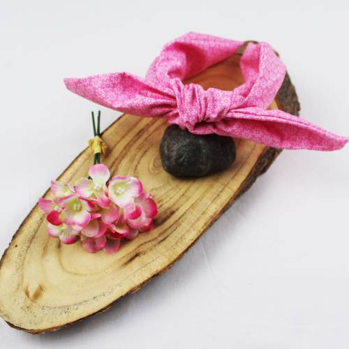 Haarreif Knotenreif rosa blume aus Baumwolle Stoffe Webware