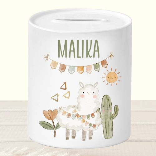 Spardose Kind Lama, Geldgeschenk personalisiert, Sparschwein Mädchen, Geschenk Geld Geburt Taufe, Gelddose Junge, Gesche