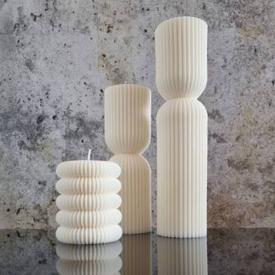 Handgegossene gerippte Kerzen - Sojawachs - Minimalistisch, Vegan, Umweltfreundlich Dekorative Geschenkidee, Home decor