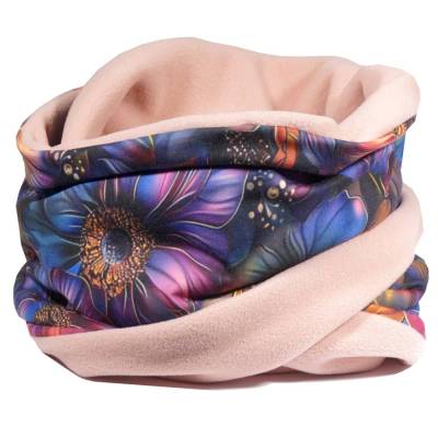 Loopschal Herbstblüten aus Baumwollsweat & Fleece – Kuscheliger Schlauchschal für Herbst & Winter