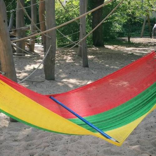 Mexikanische Hängematte Reggae L(doble) – Handgewebt in Rot Gelb Grün, 4m Länge