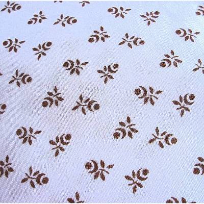 Vintage Baumwollstoff beige mit braunen Streublümchen-Design aus den 70er Jahren