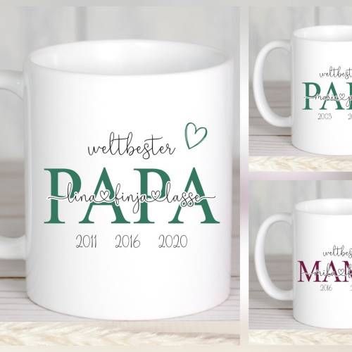 Geschenk Vatertag Tasse weltbester Papa mit Namen personalisiert Keramik
