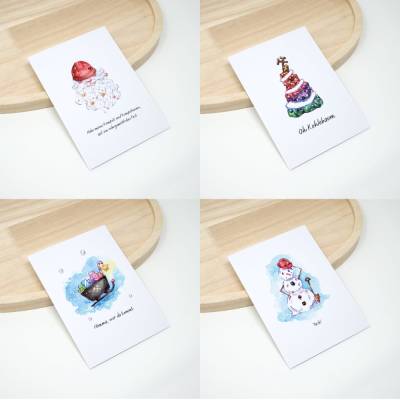 4 Weihnachtskarten Set, Ruhrpott mit Umschlägen | A6 Klappkarten | Ruhrgebiet Weihnachtsgrüße