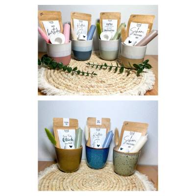 Geschenkset Tasse/Becher mit Kaffee , Kerze , für Freundin /Geburtstag / Erzieherin / Ostern / Muttertag / Weihnachten