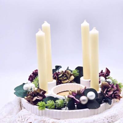 Adventskranz mit Trockenblumen und Hortensien | Tischdeko Weihnachten | Weihnachtsdekoration | Adventsdekoration | Weihn