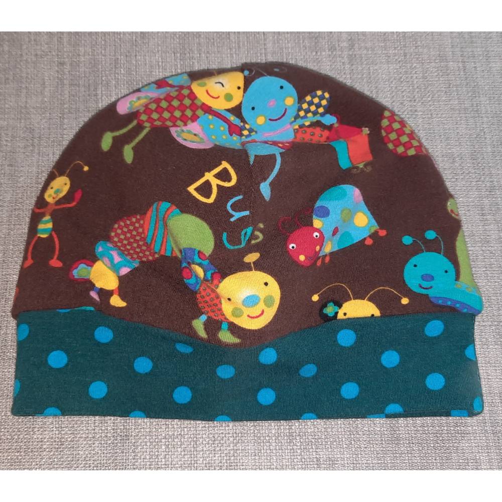 Wende-Beanie KU 43-46cm, Wendemütze, 2-in-1 Mütze mit Bündchen, doppellagige Mütze Bild 5