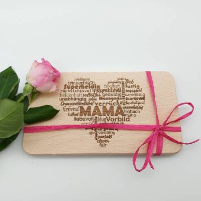 Frühstücksbrettchen Mama Herz / Geschenk zu Muttertag / Geburtstag / Schneidebrett / Vesperbrett / Brettchen