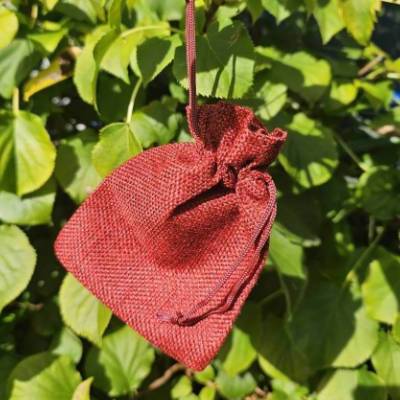 Geschenkbeutel 3er-Set weinrot, Jute-Optik, Zugband, 9x14 cm – Perfekte Geschenkverpackung