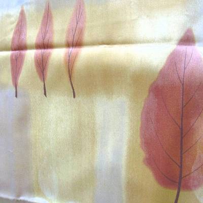 Vintage Baumwollstoff gold-gelb und beige mit Blättermotiven aus den 80er Jahren