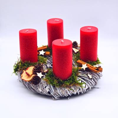 Adventskranz | Deko für die Weihnachtszeit | Adventsgesteck | Adventskranz rot | Adventdeko Weidenkranz