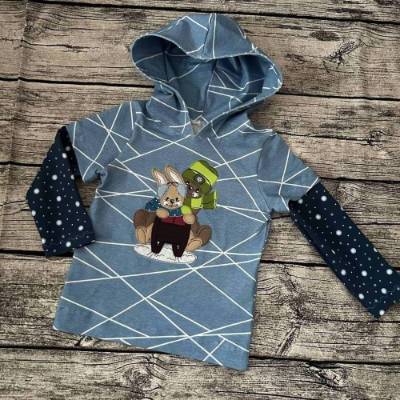 cooles Shirt Longsleeve gr.98/104 Winterfreunde Bär & Hase Schlittenfahren