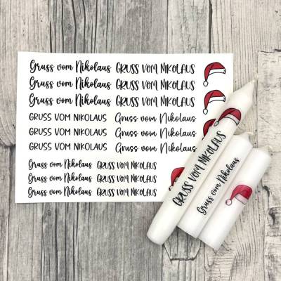 Kerzentattoo NIKOLAUS, A5, Wasserschiebefolie, Kerzenfolie, Kerzensticker, Kerzen beschriften, Weihnachten
