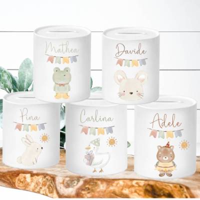Spardose, Spardose Kind, Spardose personalisiert, Taufgeschenk, Taufe, Geburt, Geschenkidee Geburtstag, Spardose Tiere